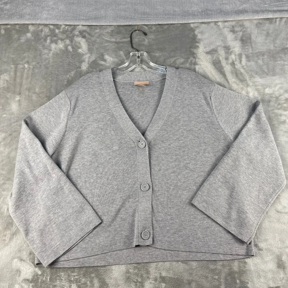 H&M Pant Set Womens S Loungewear Gray Knit Cardigan Wide Leg EUC